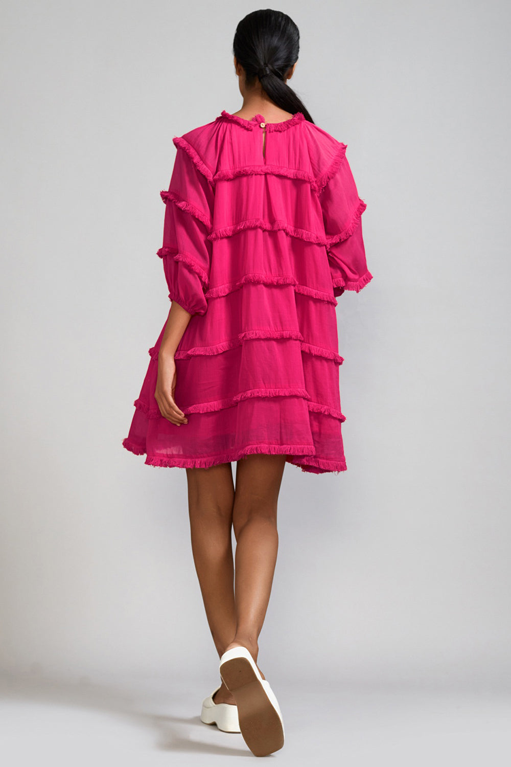Pink Mul Mini Dress - Auraya Fashion -  - #tag1# - #tag2# - #tag3# - #tag3#