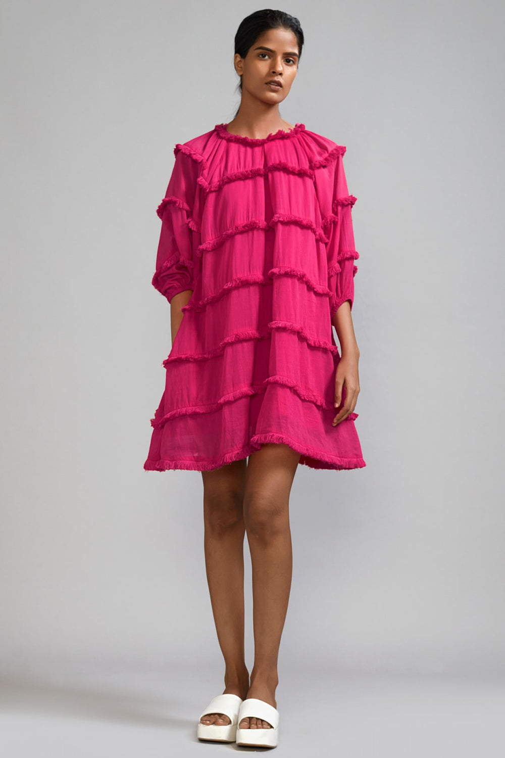 Pink Mul Mini Dress - Auraya Fashion - Mati - #tag1# - #tag2# - #tag3# - #tag3#