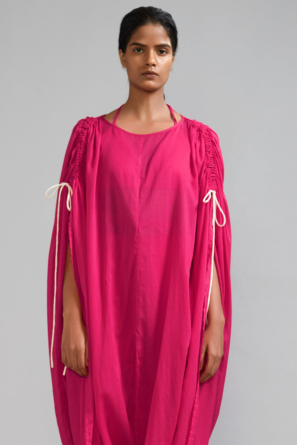 Pink Cotton Gathered Cowl Tunic - Auraya Fashion -  - #tag1# - #tag2# - #tag3# - #tag3#