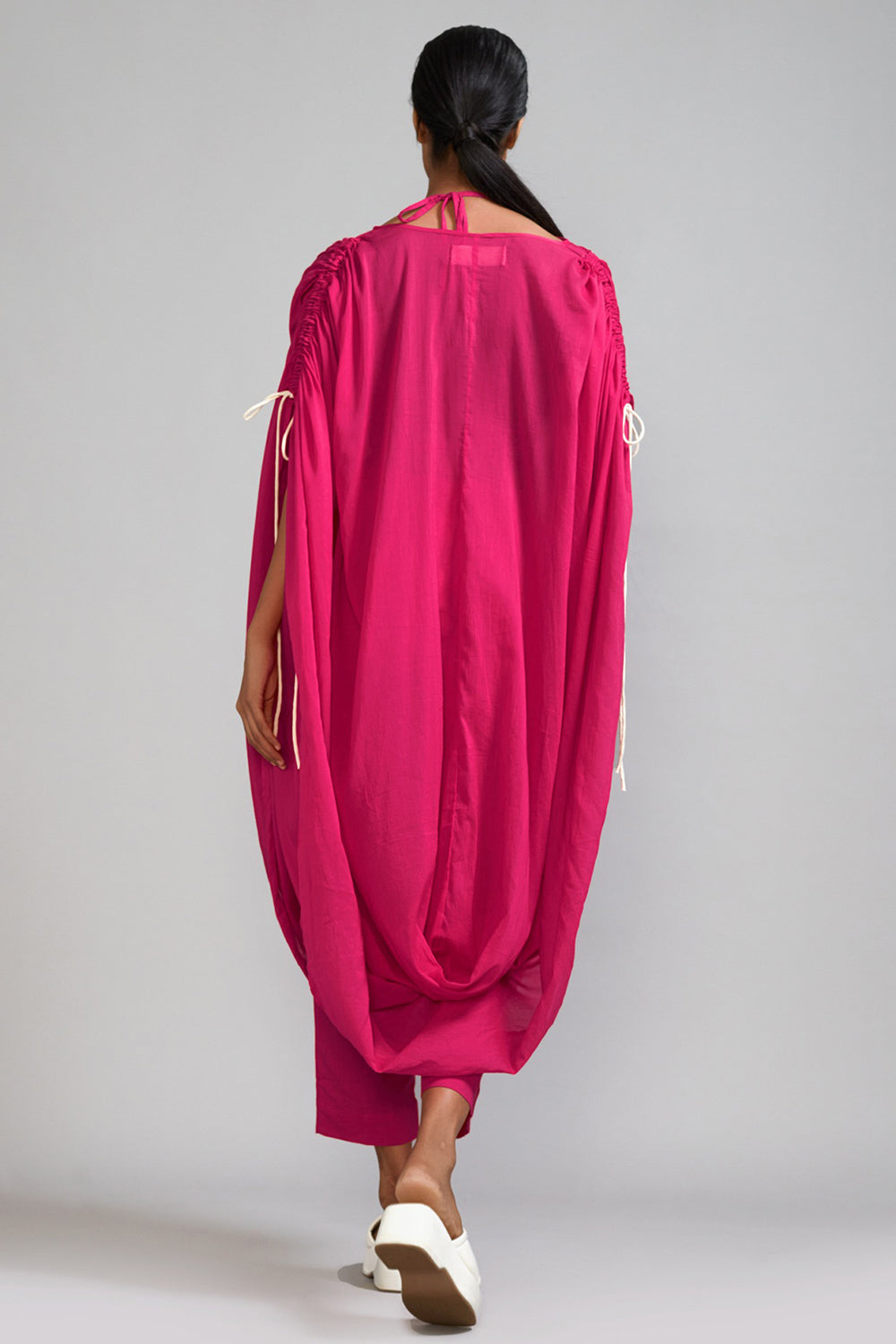 Pink Cotton Gathered Cowl Tunic - Auraya Fashion -  - #tag1# - #tag2# - #tag3# - #tag3#