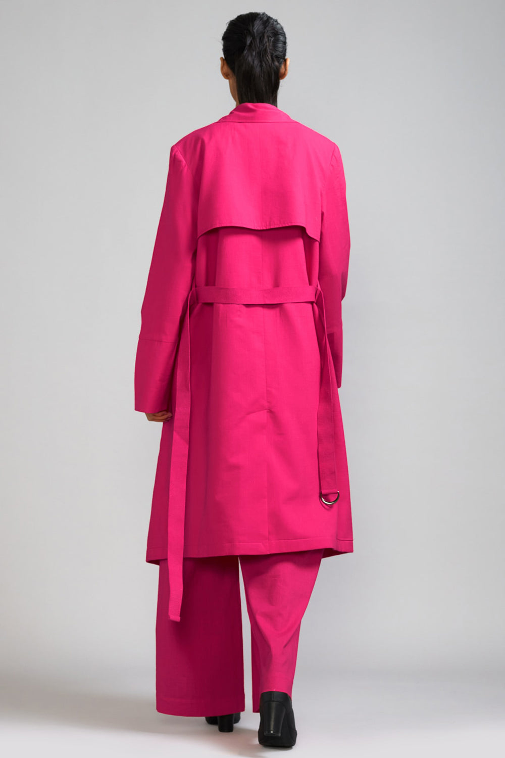Pink Cotton Trench Jacket Set - Auraya Fashion -  - #tag1# - #tag2# - #tag3# - #tag3#