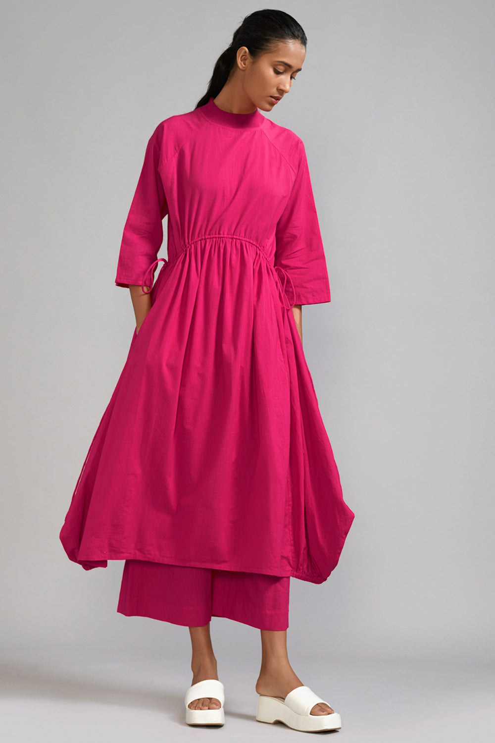Pink Cotton Cowl Tunic - Auraya Fashion - Mati - #tag1# - #tag2# - #tag3# - #tag3#