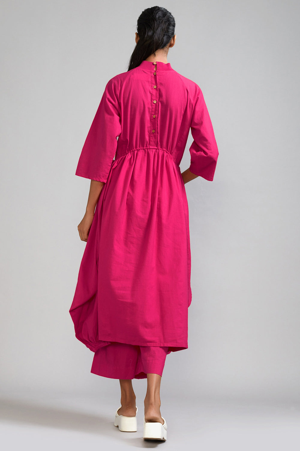 Pink Cotton Cowl Tunic Set - Auraya Fashion -  - #tag1# - #tag2# - #tag3# - #tag3#