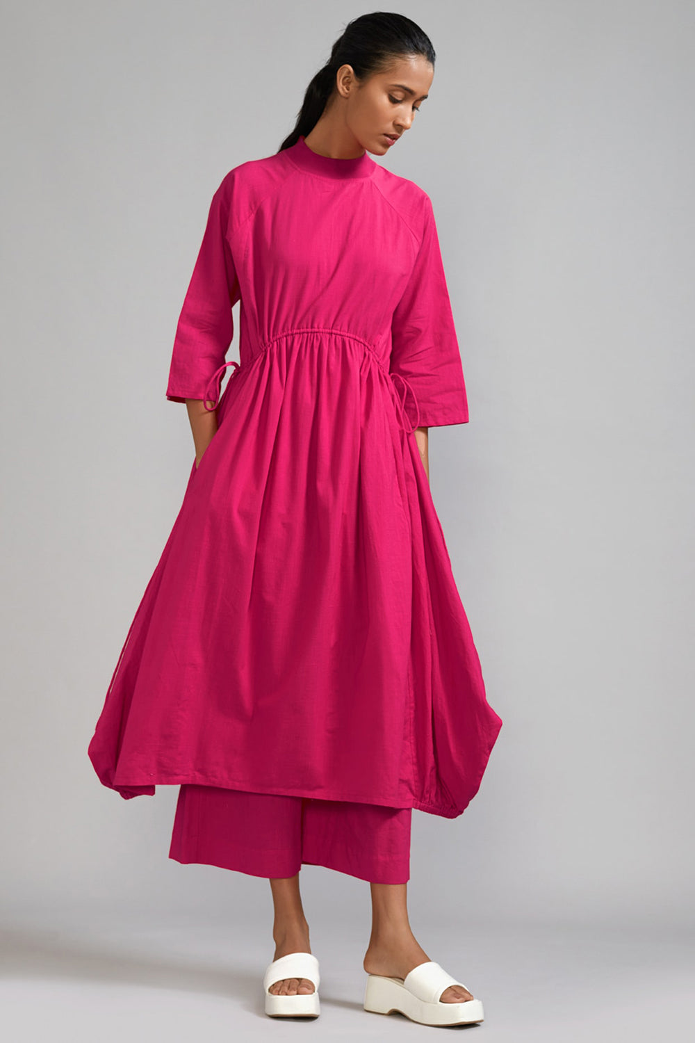 Pink Cotton Cowl Tunic Set - Auraya Fashion - Mati - #tag1# - #tag2# - #tag3# - #tag3#