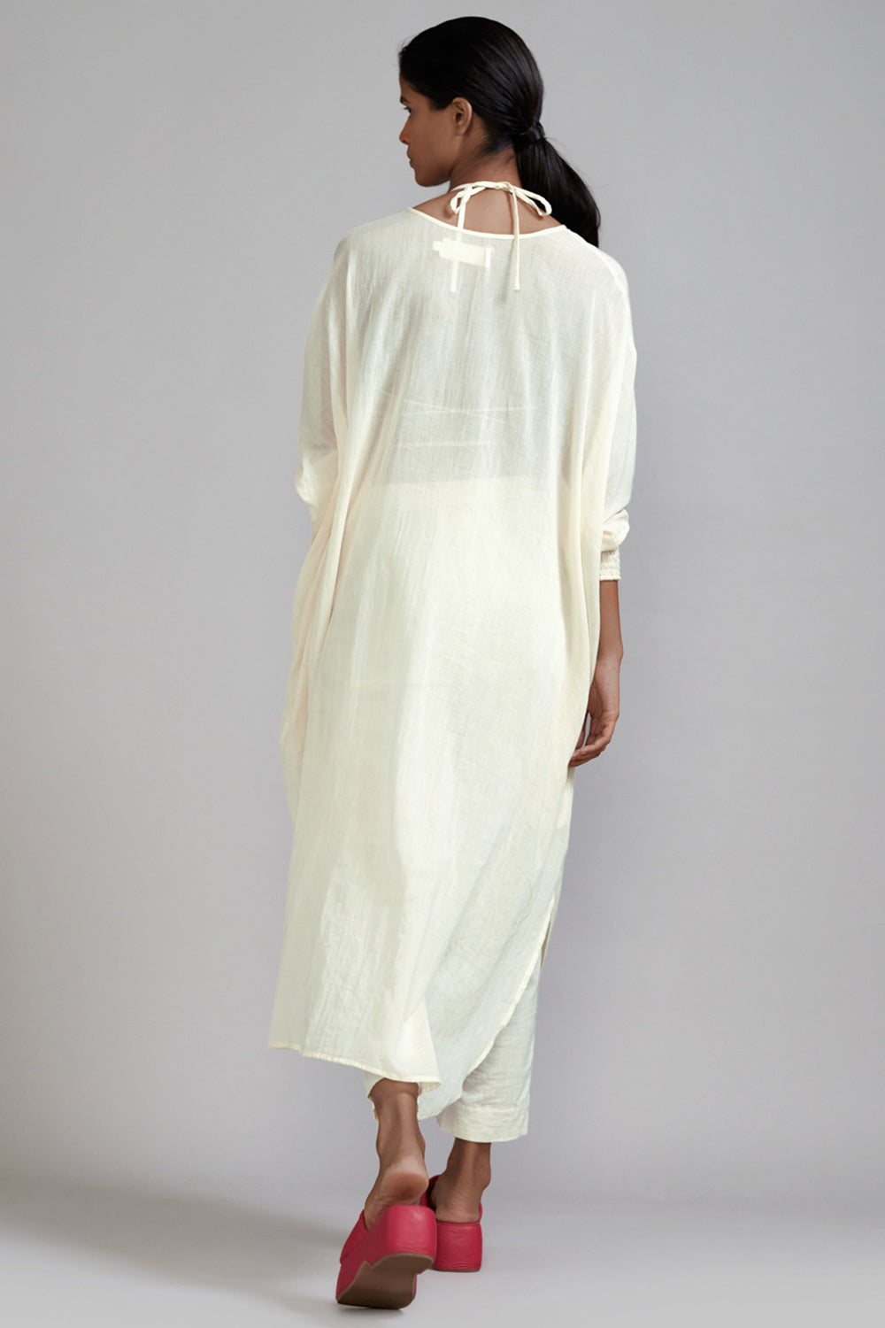 Off-White Cotton Cowl Tunic - Auraya Fashion -  - #tag1# - #tag2# - #tag3# - #tag3#