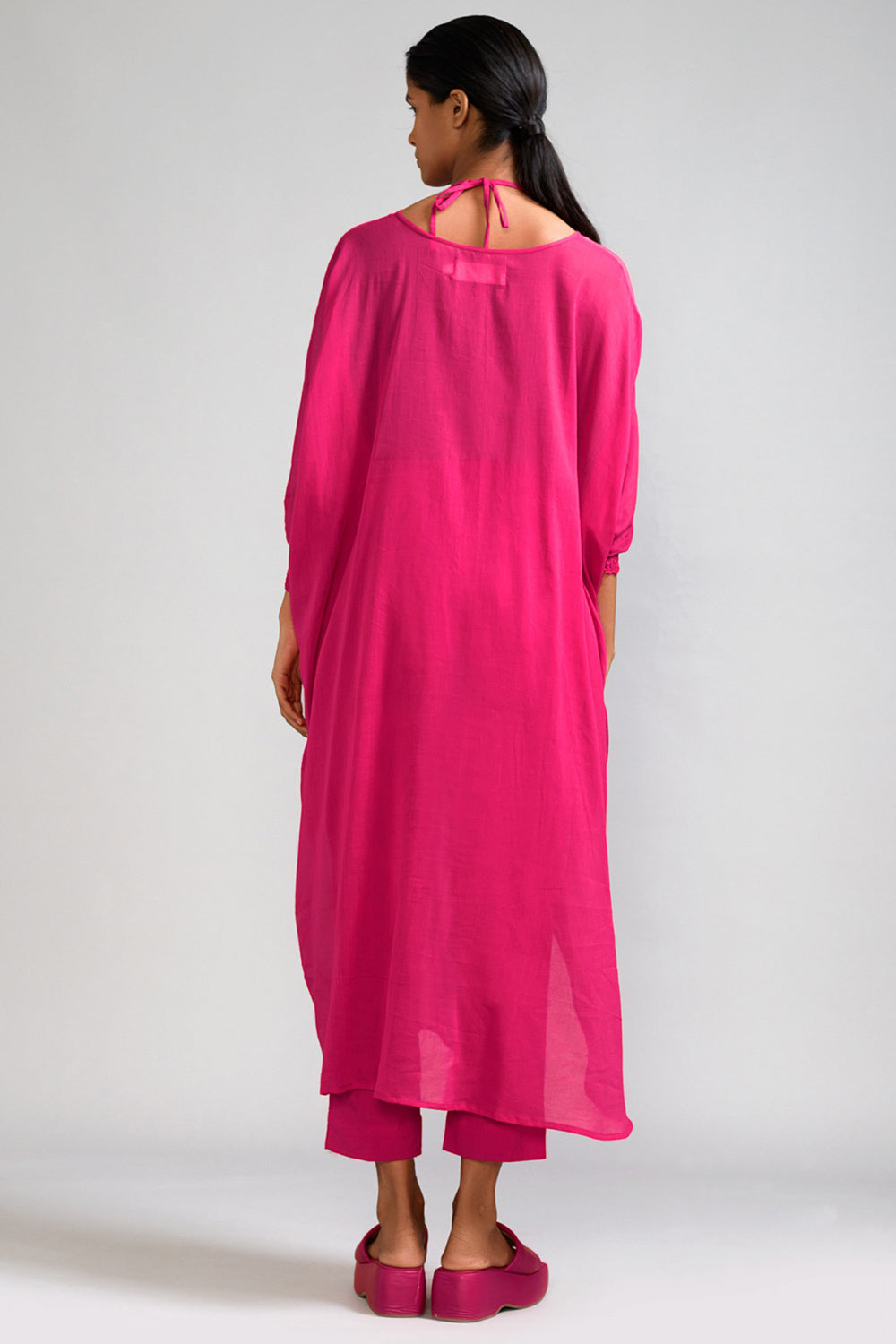 Pink Cotton Cowl Tunic Set - Auraya Fashion -  - #tag1# - #tag2# - #tag3# - #tag3#