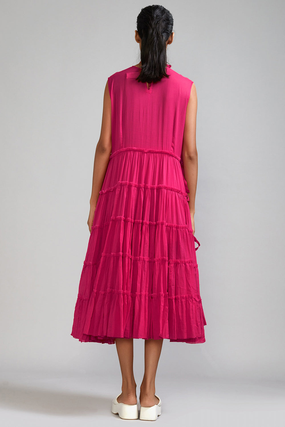 Pink Handwoven Mul Tiered Tunic - Auraya Fashion -  - #tag1# - #tag2# - #tag3# - #tag3#