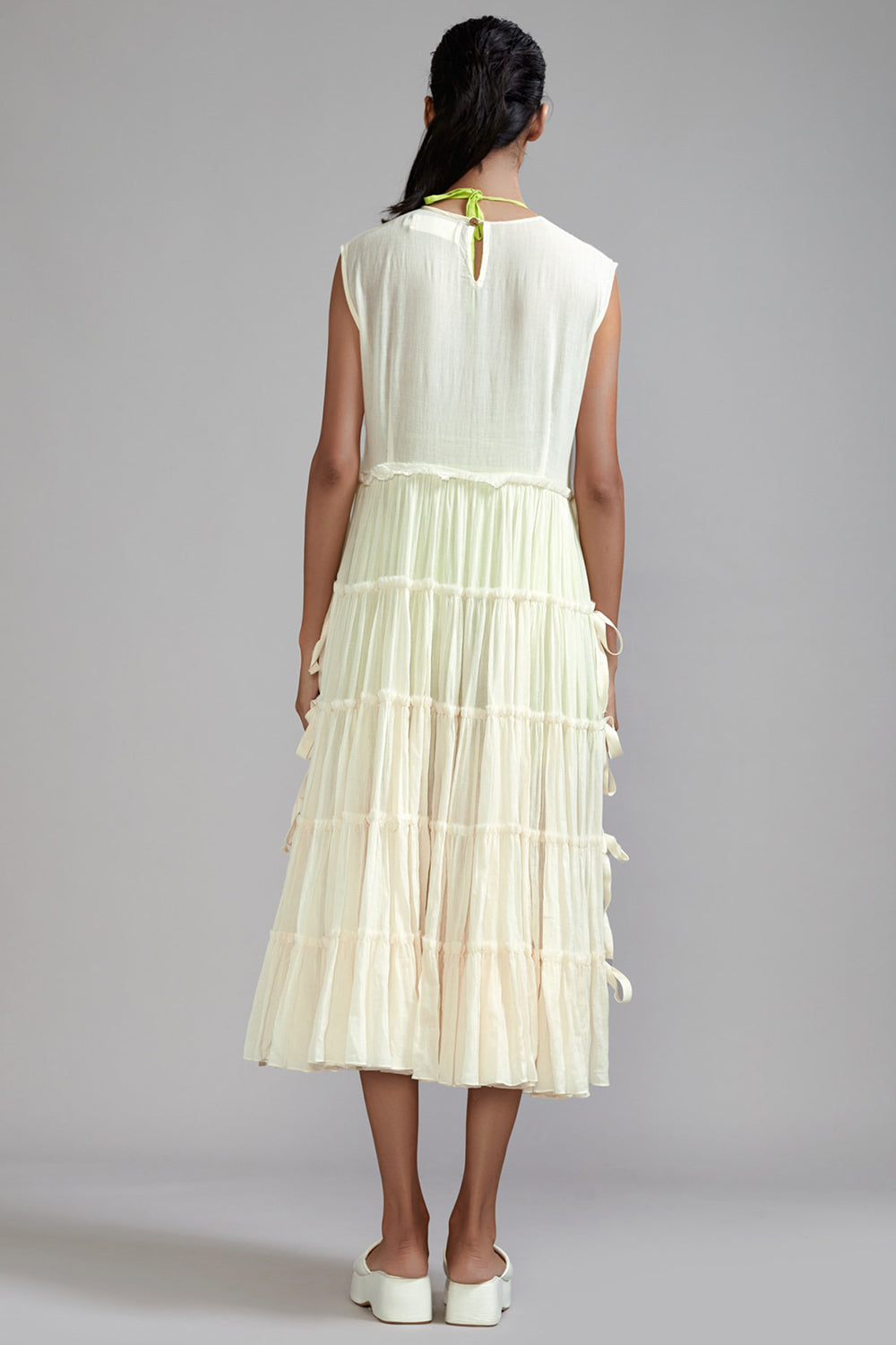 Off-White Handwoven Mul Tiered Tunic - Auraya Fashion -  - #tag1# - #tag2# - #tag3# - #tag3#