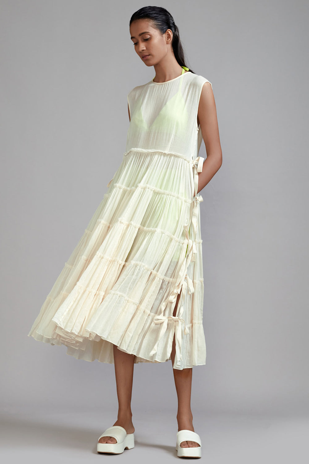 Off-White Handwoven Mul Tiered Tunic - Auraya Fashion - Mati - #tag1# - #tag2# - #tag3# - #tag3#