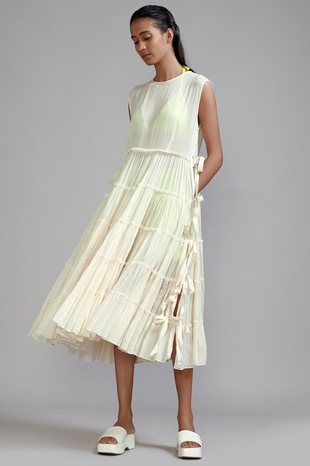 Off-White Mul Tiered Tunic Set - Auraya Fashion - Mati - #tag1# - #tag2# - #tag3# - #tag3#