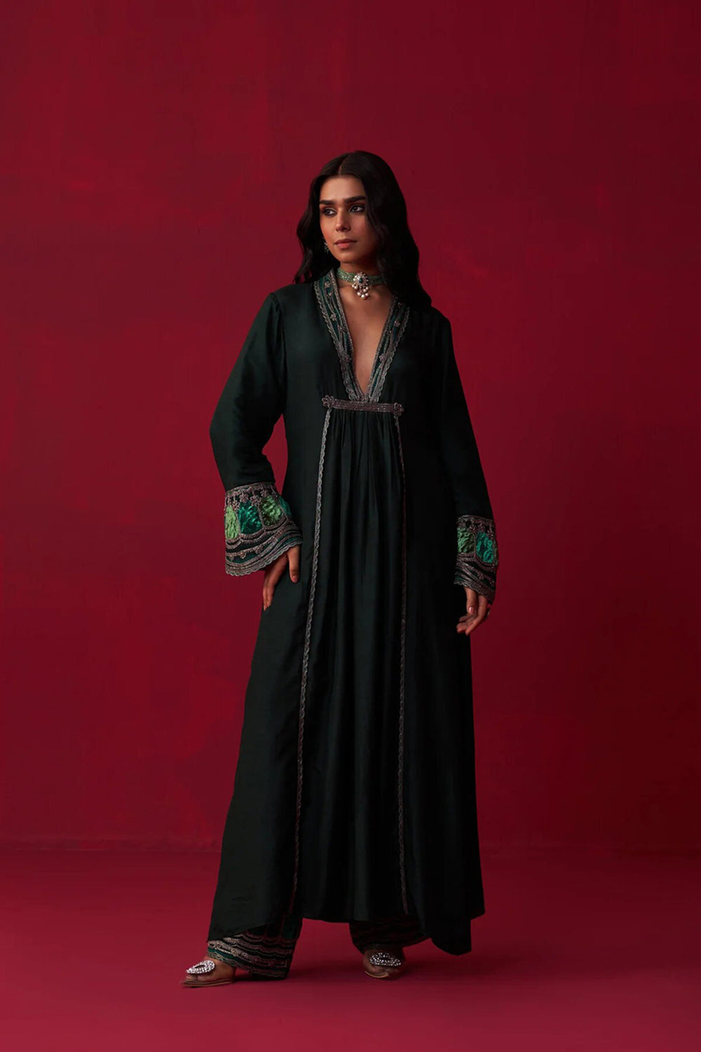 Faerie Green Kurta And Palazzo Set - Auraya Fashion - Adaara Couture - #tag1# - #tag2# - #tag3# - #tag3#