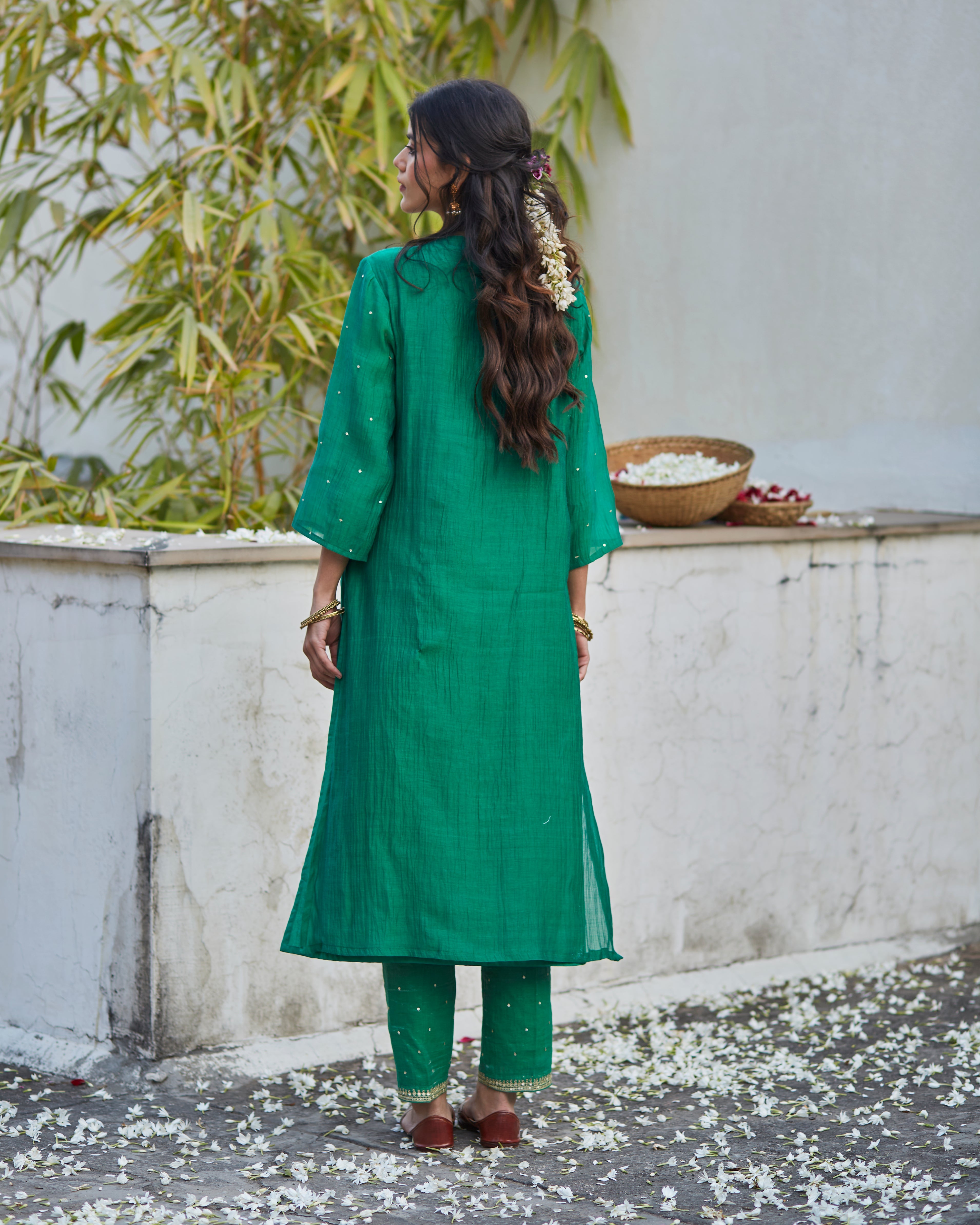 Green Kurta Set - Auraya Fashion -  - #tag1# - #tag2# - #tag3# - #tag3#