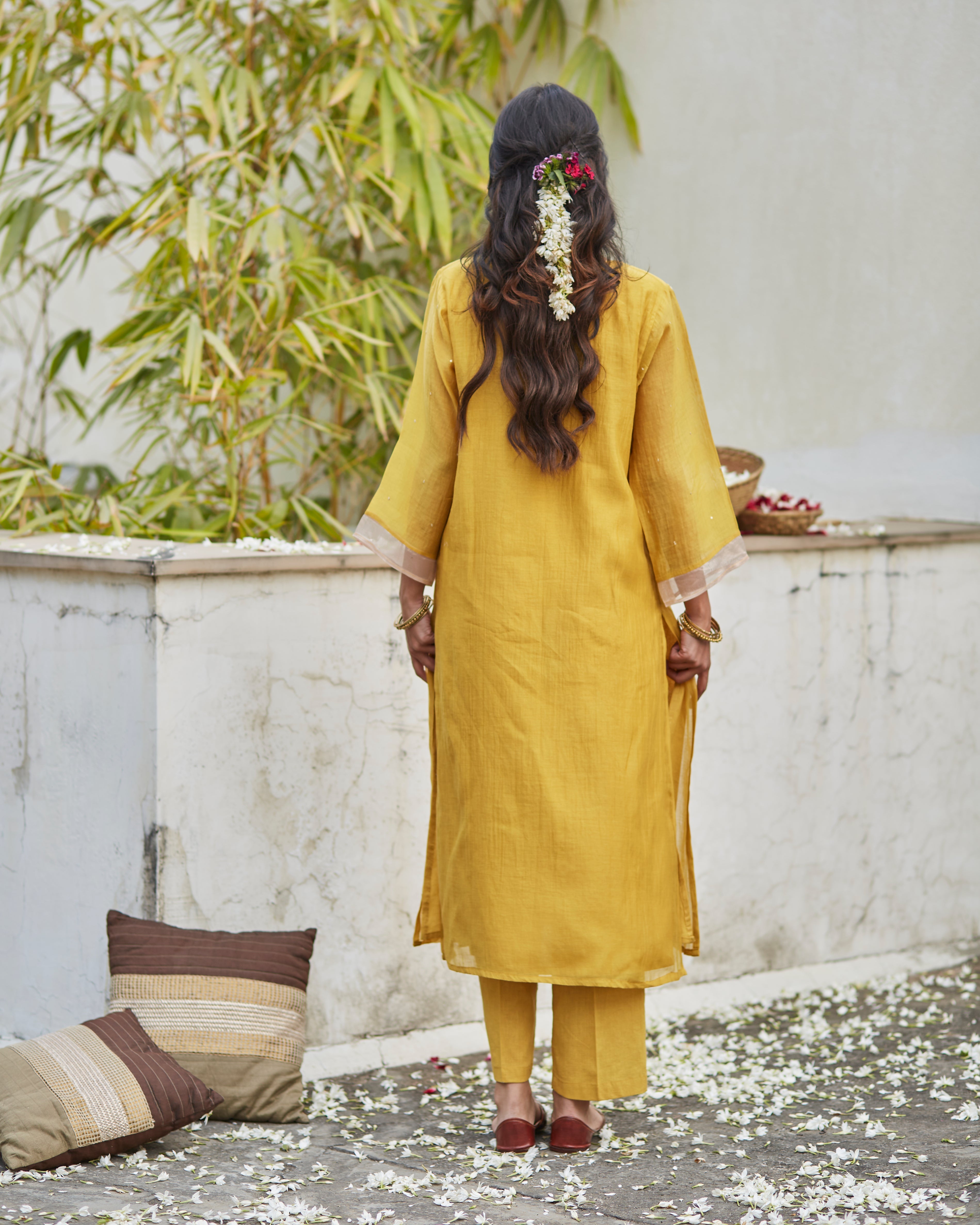 Ochre Kurta Set - Auraya Fashion -  - #tag1# - #tag2# - #tag3# - #tag3#