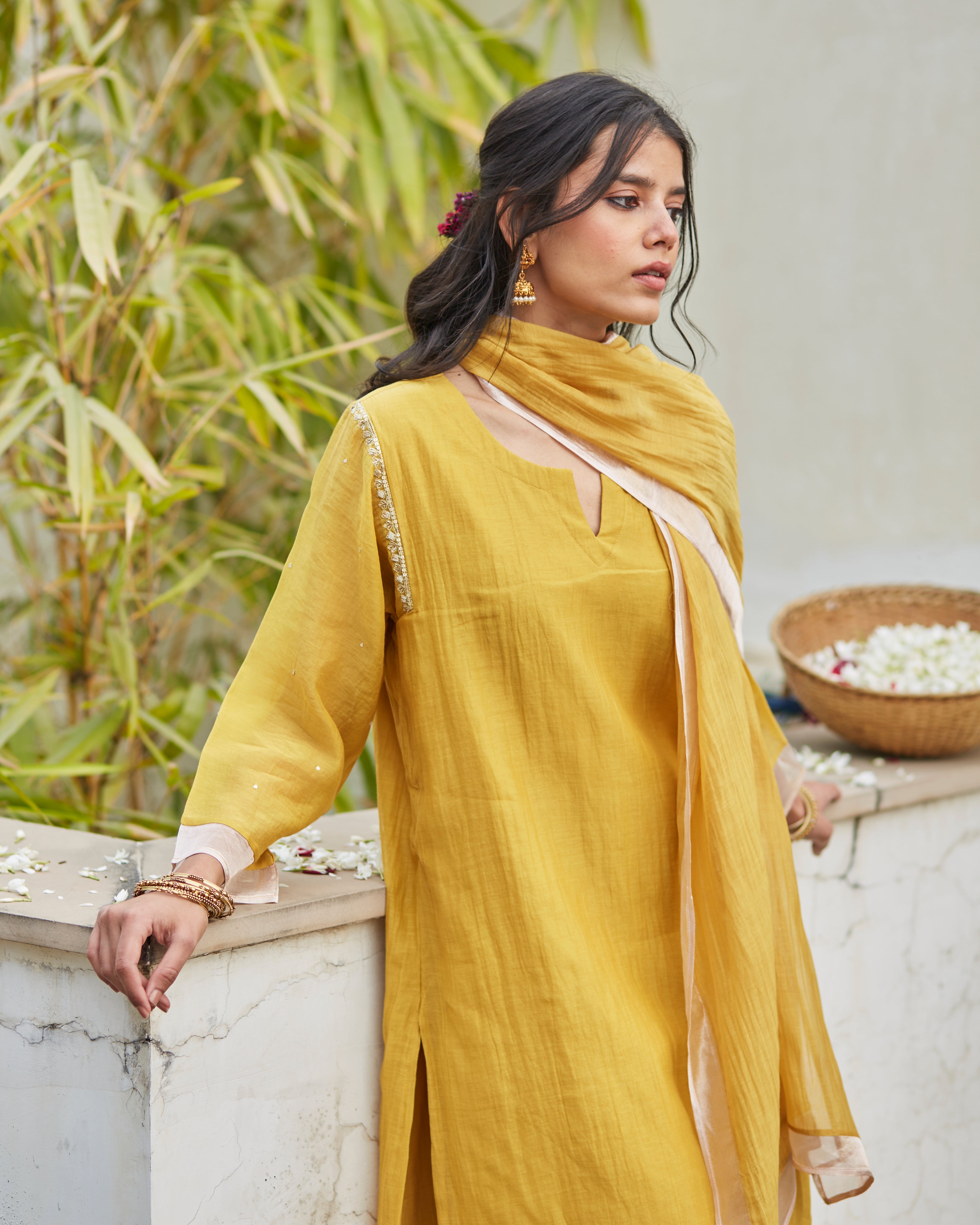 Ochre Kurta Set - Auraya Fashion -  - #tag1# - #tag2# - #tag3# - #tag3#