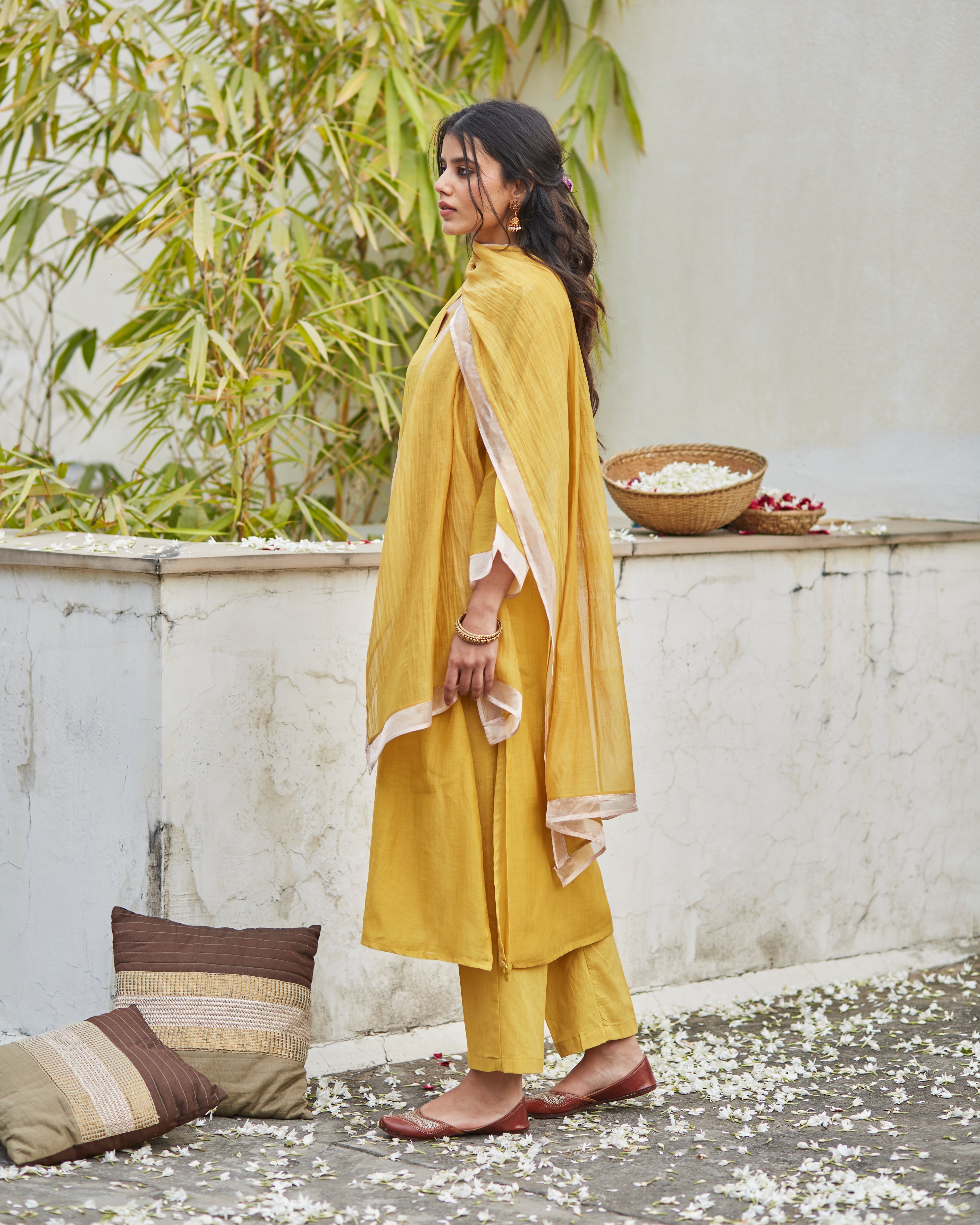 Ochre Kurta Set - Auraya Fashion -  - #tag1# - #tag2# - #tag3# - #tag3#