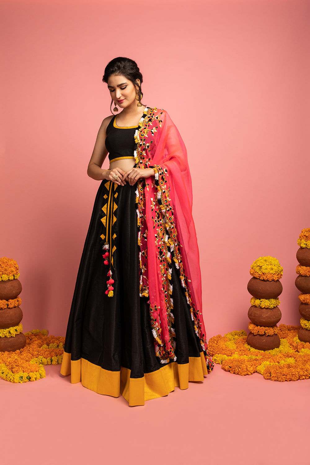 Plain Lehenga With Heavy Dupatta - Auraya Fashion - Nitara Dhanraj - #tag1# - #tag2# - #tag3# - #tag3#