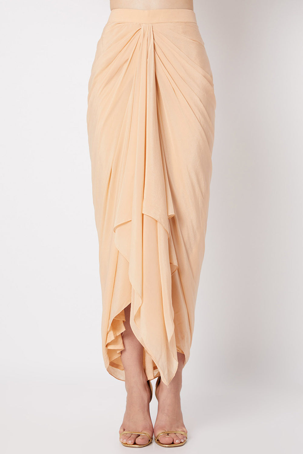 Draped Peach Skirt Set - Auraya Fashion -  - #tag1# - #tag2# - #tag3# - #tag3#