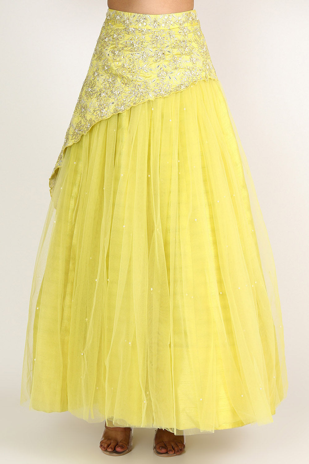 Embroidered Lime Yellow Lehenga Set - Auraya Fashion -  - #tag1# - #tag2# - #tag3# - #tag3#