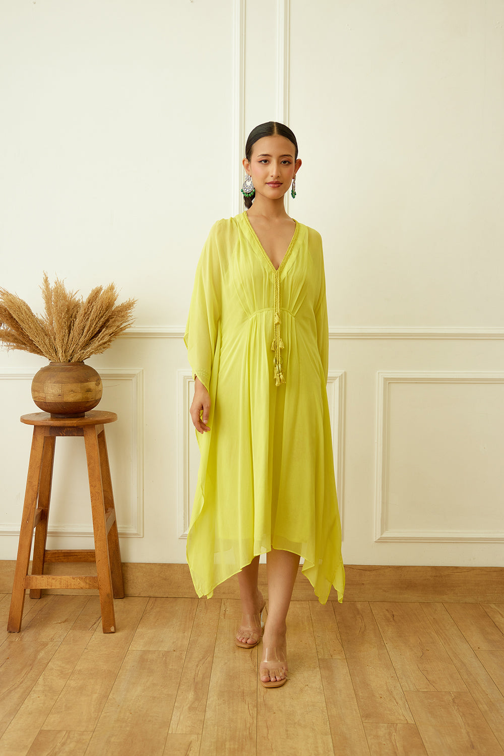 Lime Green Kaftan Set - Auraya Fashion - Nikasha - #tag1# - #tag2# - #tag3# - #tag3#