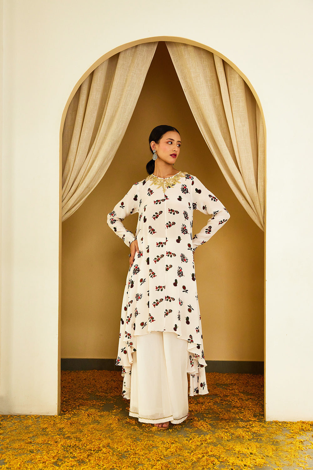 Ivory Kohinoor Buta Print Palazzo Set - Auraya Fashion - Nikasha - #tag1# - #tag2# - #tag3# - #tag3#