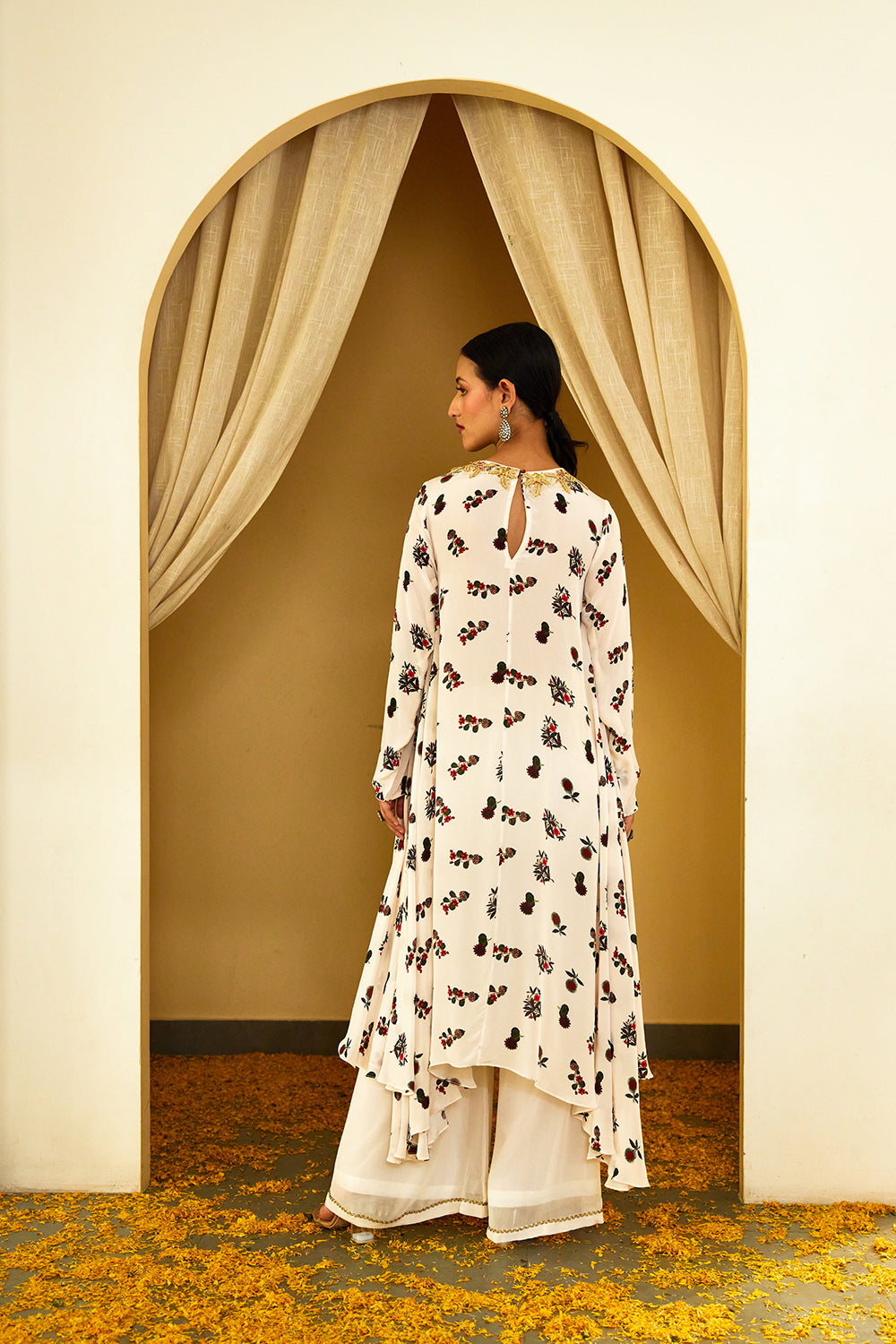 Ivory Kohinoor Buta Print Palazzo Set - Auraya Fashion -  - #tag1# - #tag2# - #tag3# - #tag3#