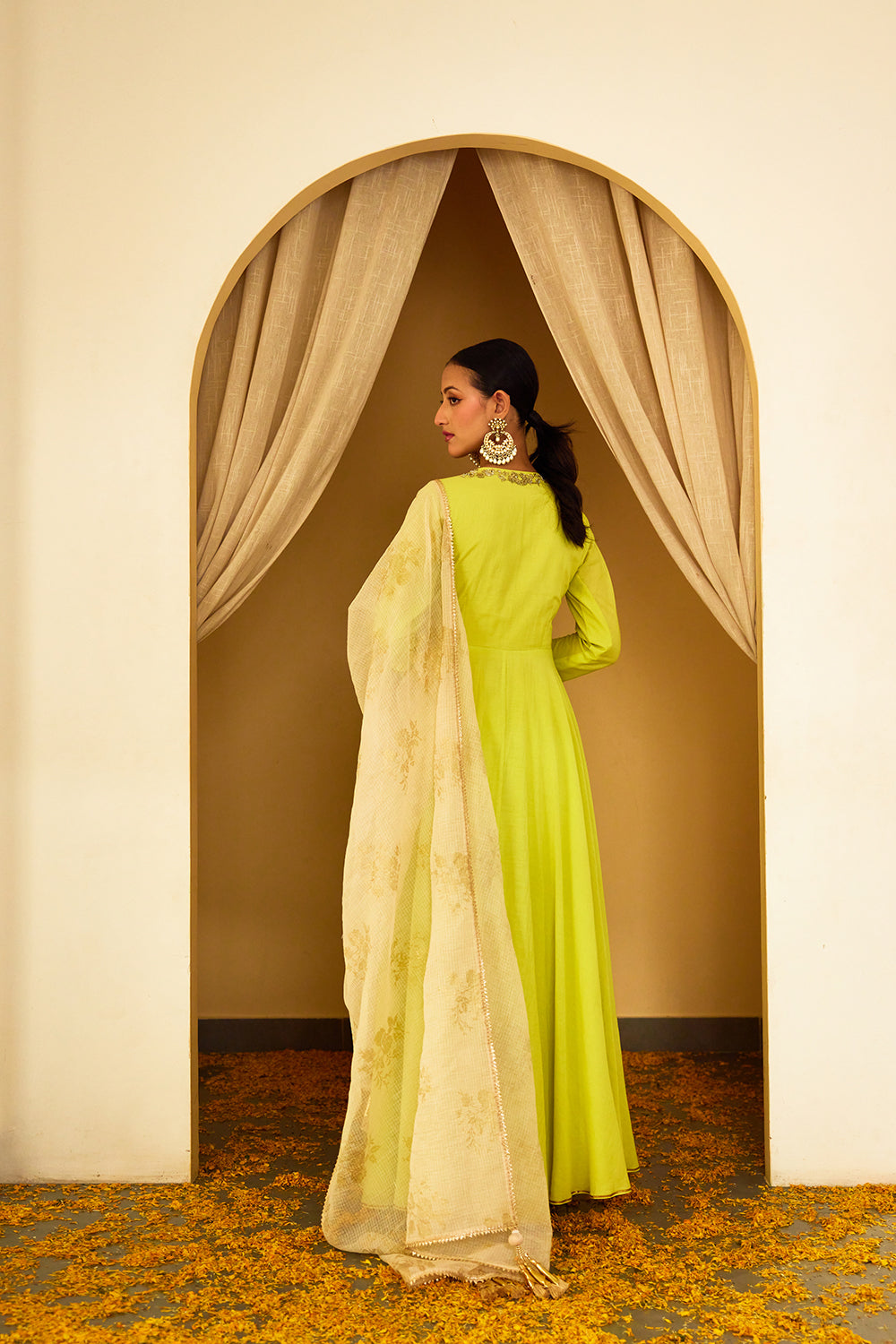 Lime Green Embroidered Angrakha Set - Auraya Fashion -  - #tag1# - #tag2# - #tag3# - #tag3#