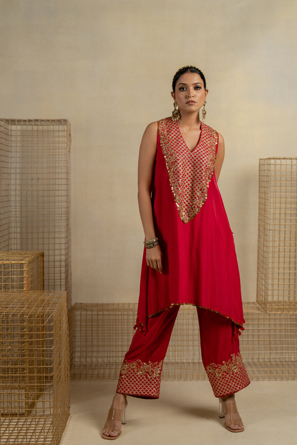 Gulal Embroidered Kurta With Pants - Auraya Fashion - Pooja Keyur - #tag1# - #tag2# - #tag3# - #tag3#