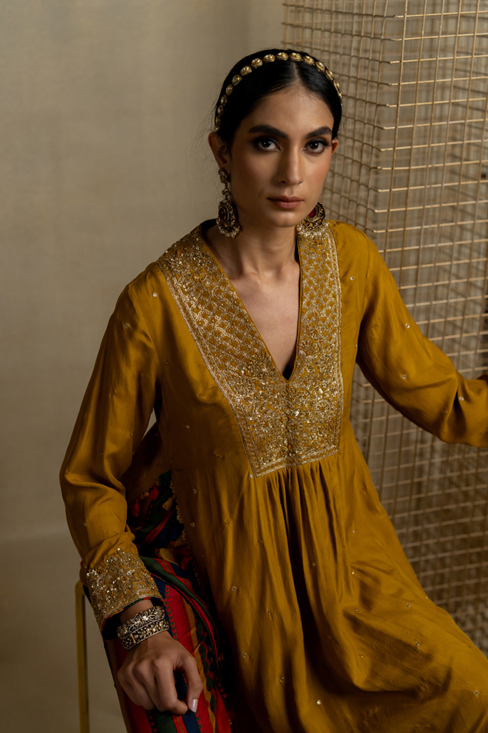 Haldi Kurta With Baghdhari Sleeveless Inner And Pants - Auraya Fashion -  - #tag1# - #tag2# - #tag3# - #tag3#