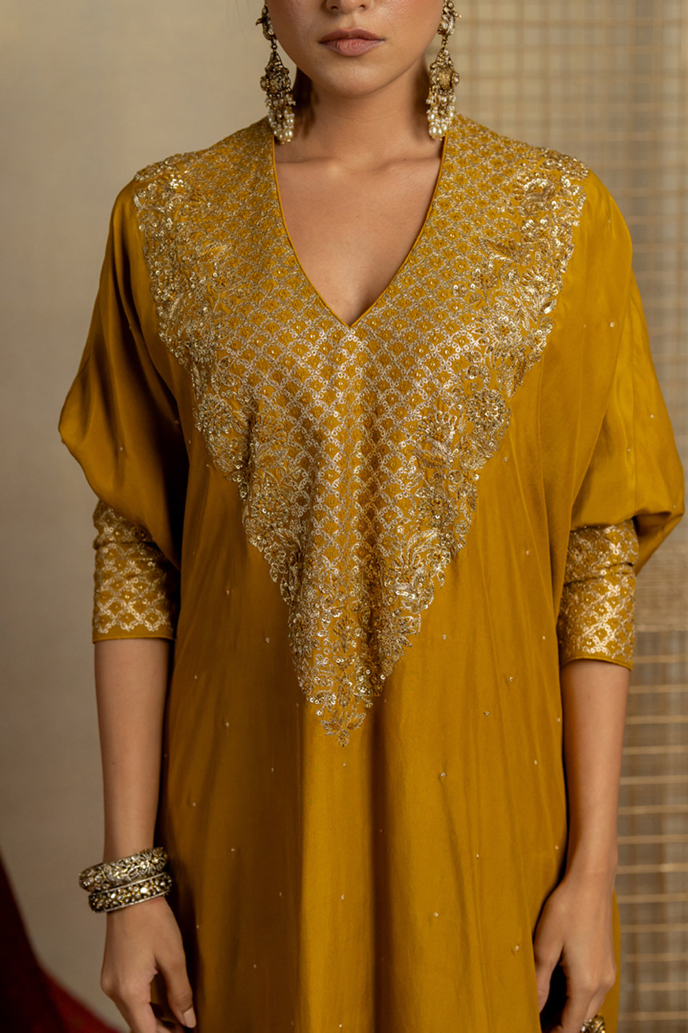 Haldi Kaftan With  Bagicha Jaali Pants - Auraya Fashion -  - #tag1# - #tag2# - #tag3# - #tag3#