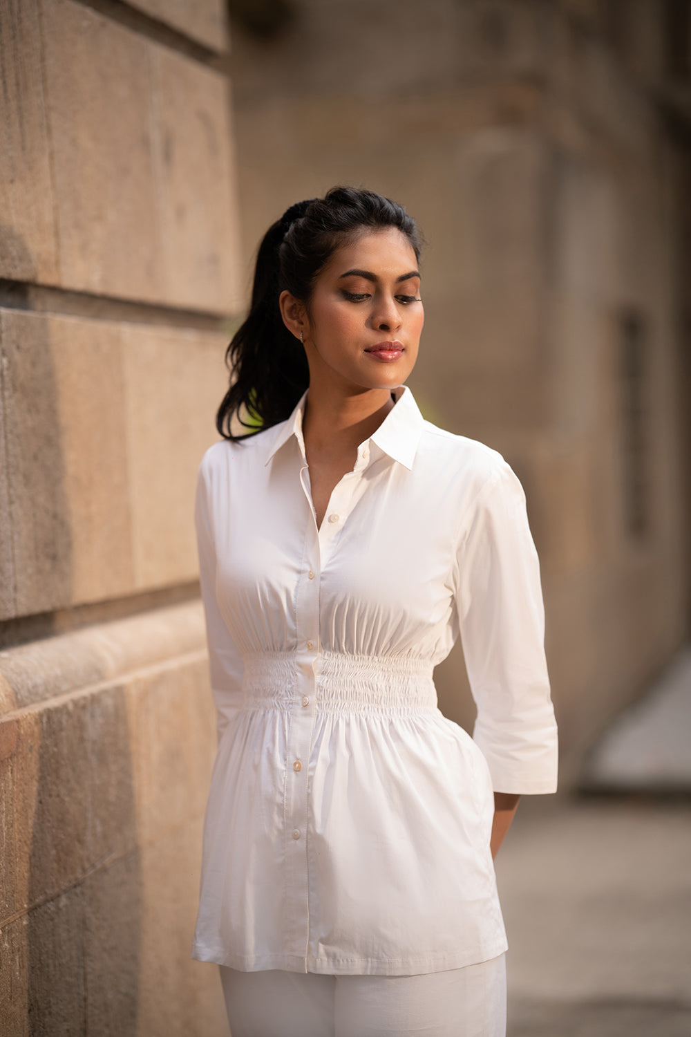 White Shirt With Elasticated Waist