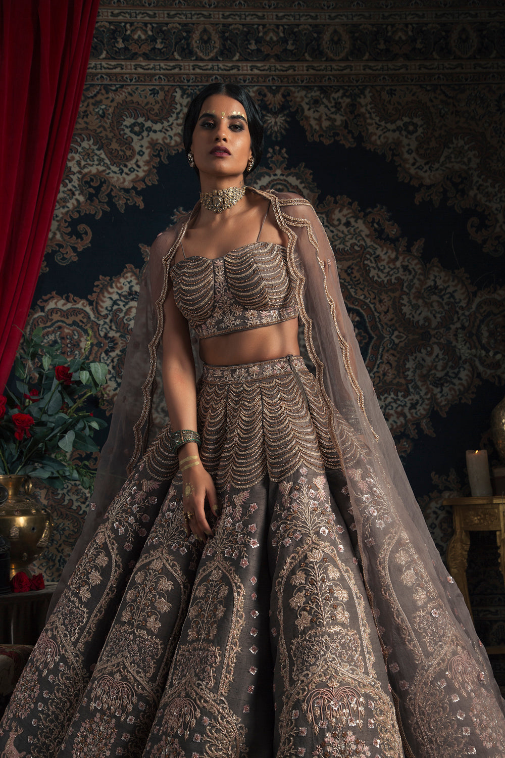 Mink Grey Bridal Set - Auraya Fashion -  - #tag1# - #tag2# - #tag3# - #tag3#
