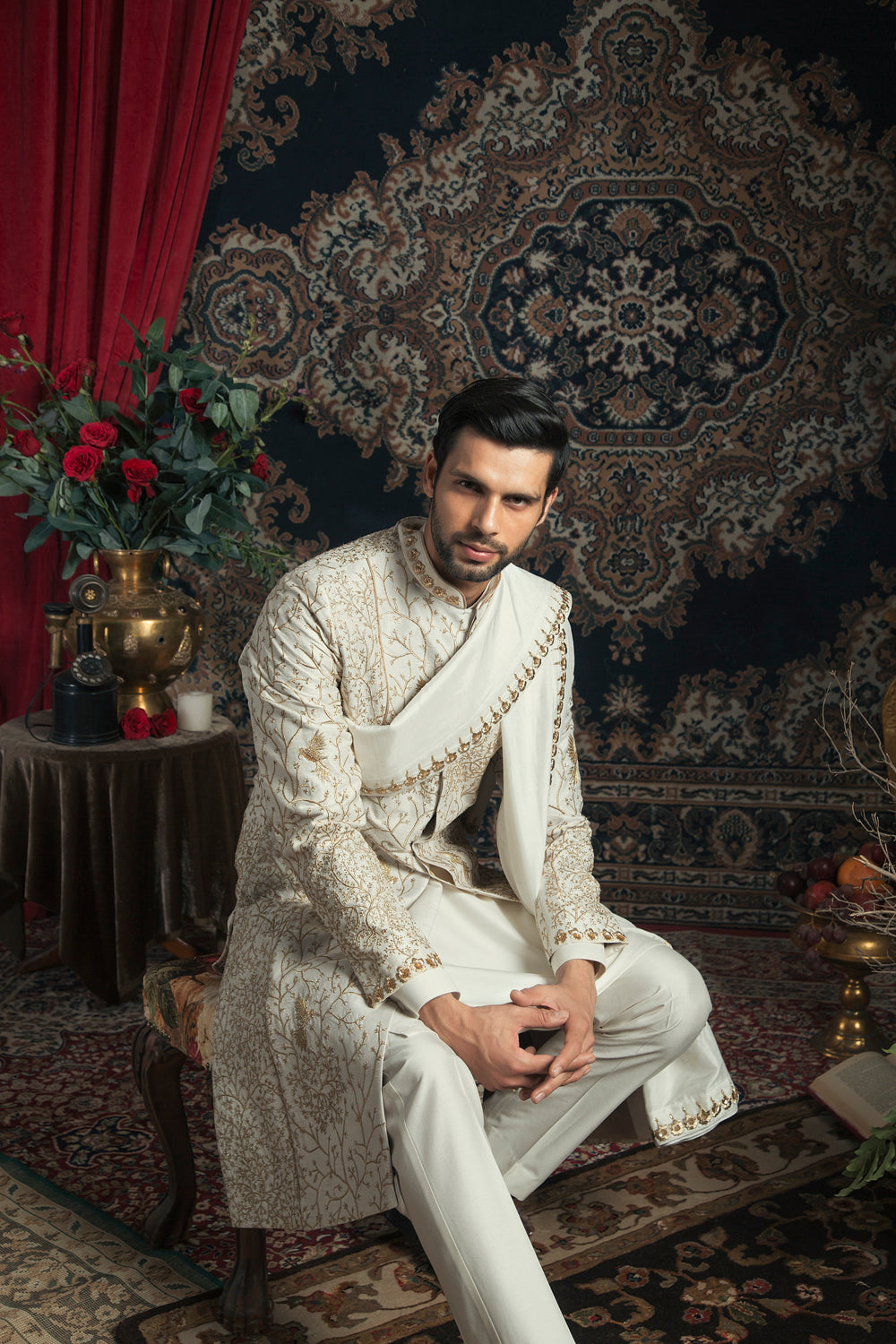 Ivory Sherwani Set - Auraya Fashion -  - #tag1# - #tag2# - #tag3# - #tag3#