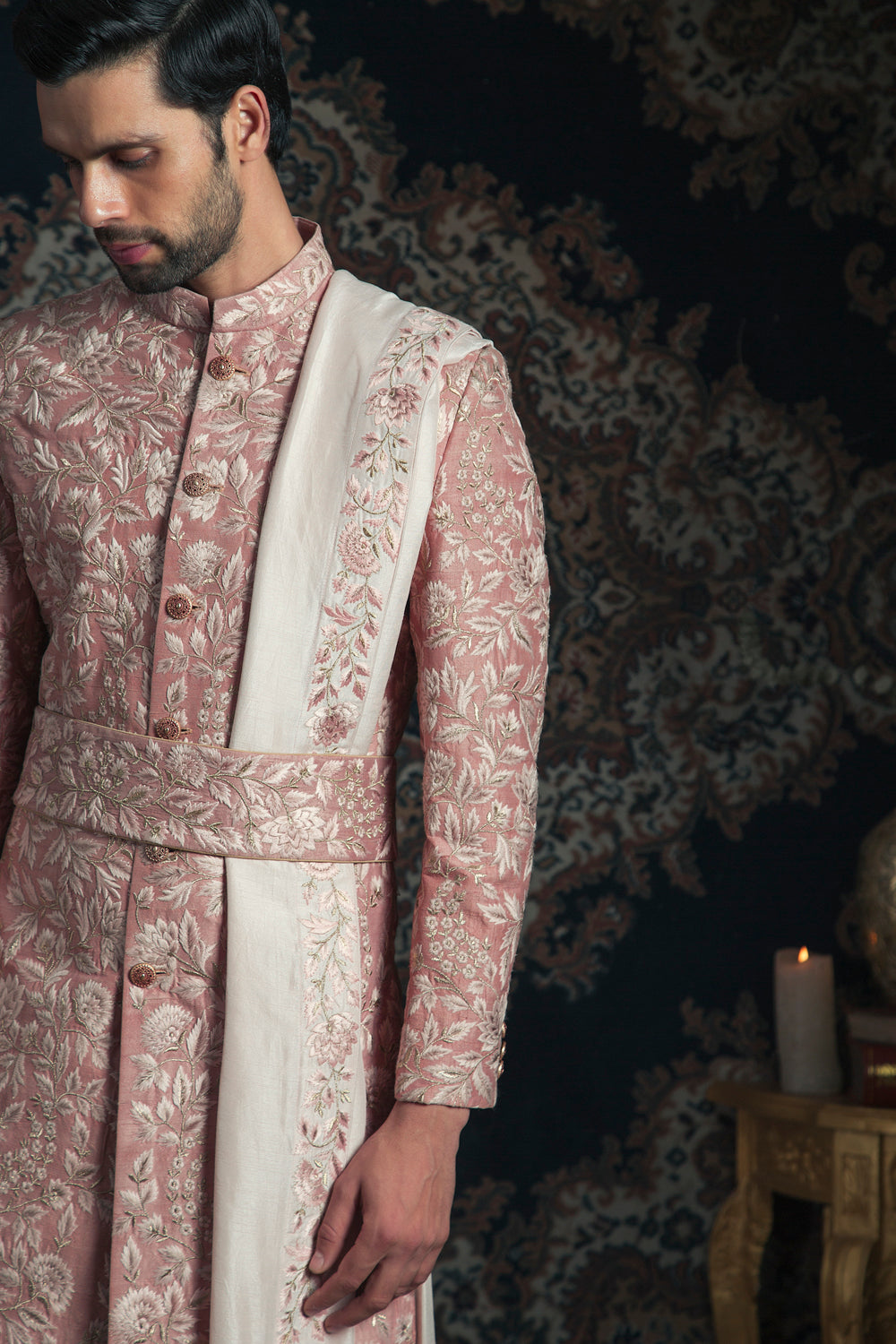 Rosegold Leaf Shaded Sherwani Set - Auraya Fashion -  - #tag1# - #tag2# - #tag3# - #tag3#