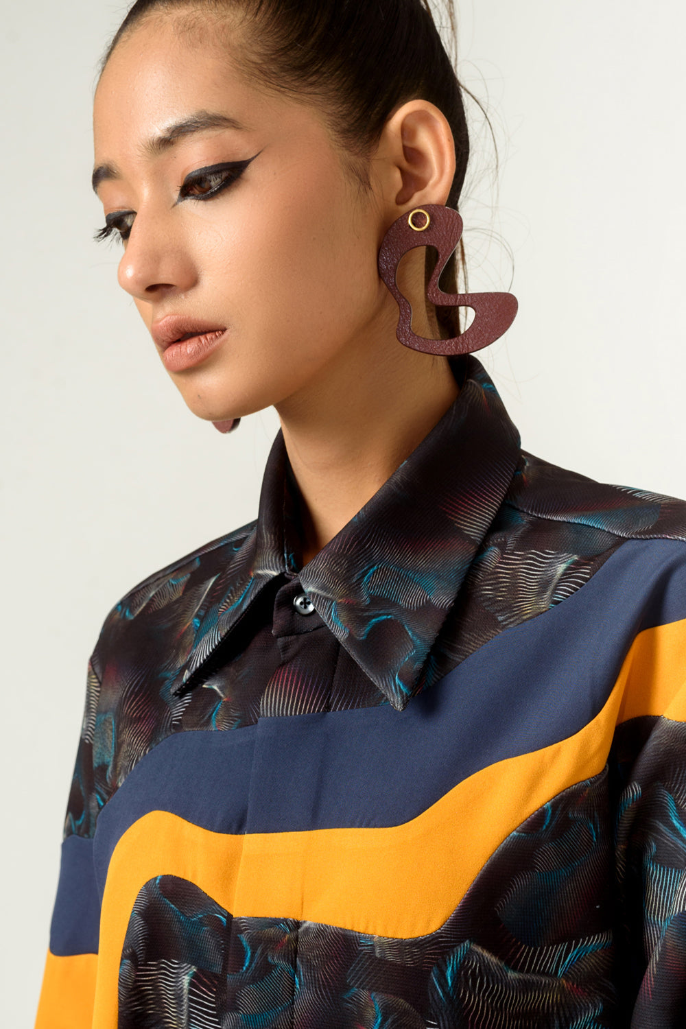 Unisex Agitation Print Panelled Shirt