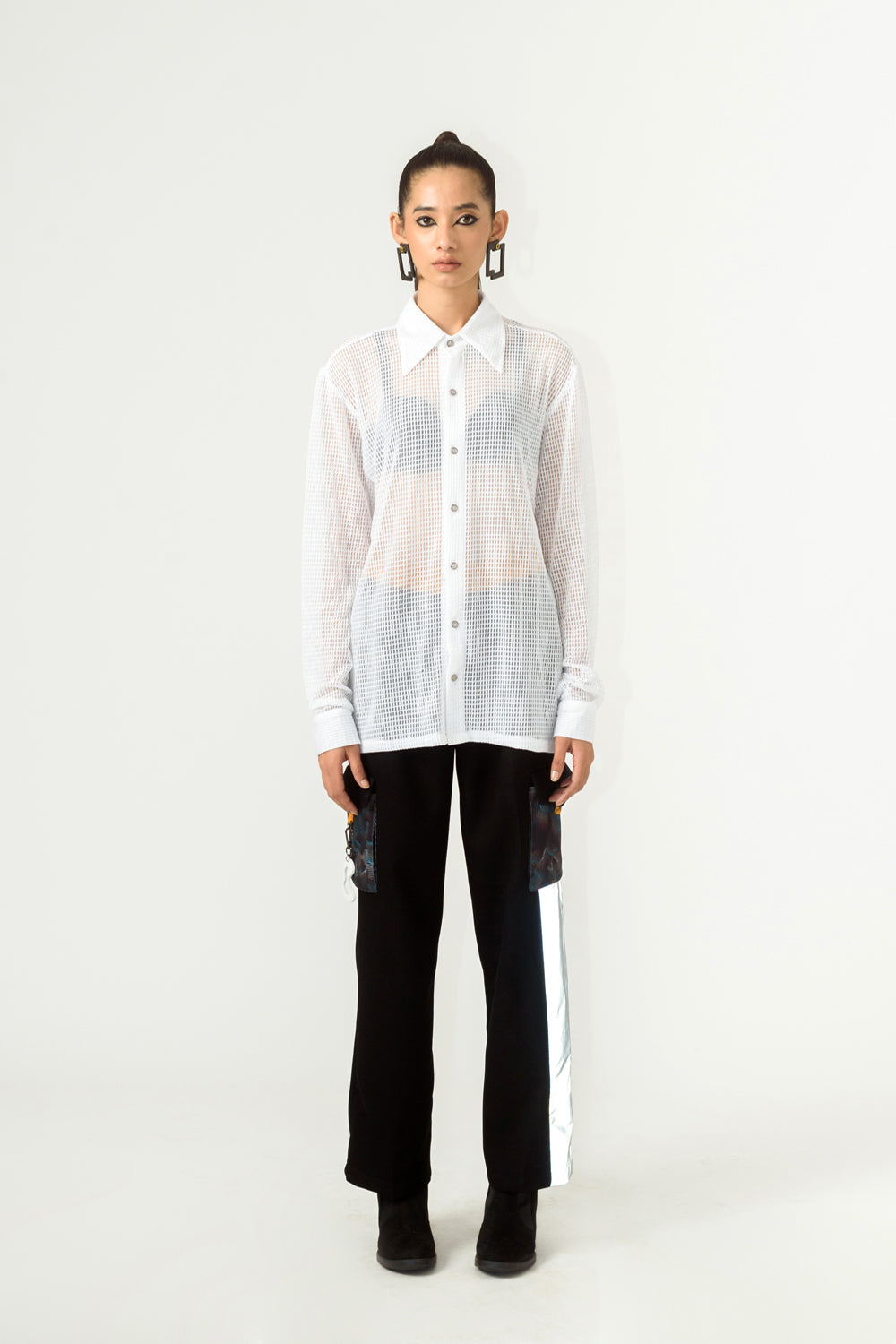 Unisex Dramatic White Mesh Shirt