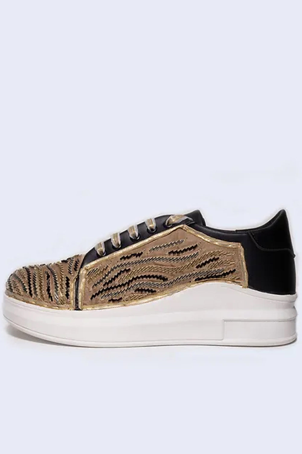 Sand & Gold Wave Sneakers - Auraya Fashion - Saree Sneakers - #tag1# - #tag2# - #tag3# - #tag3#