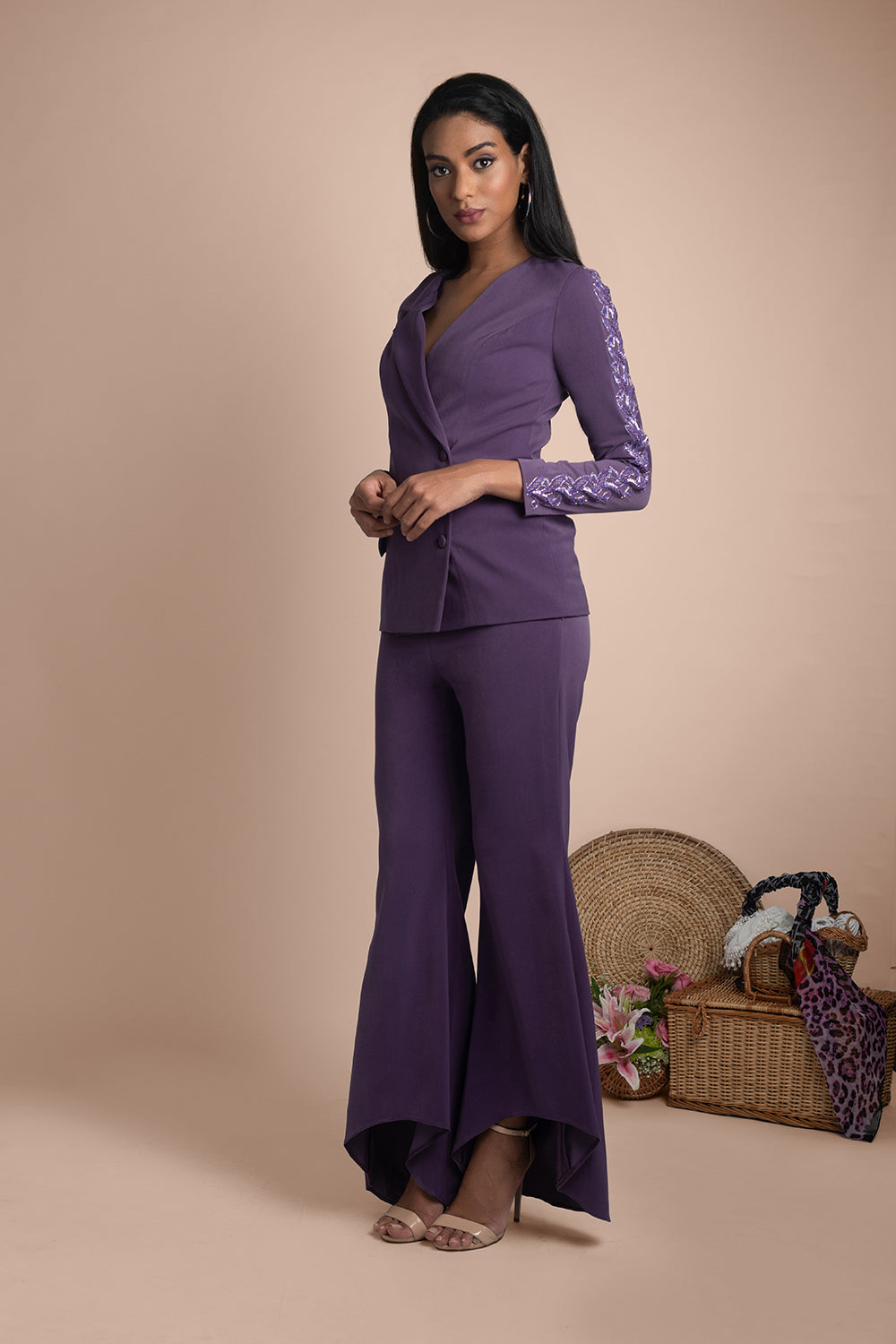 Purple Pant Suit - Auraya Fashion -  - #tag1# - #tag2# - #tag3# - #tag3#