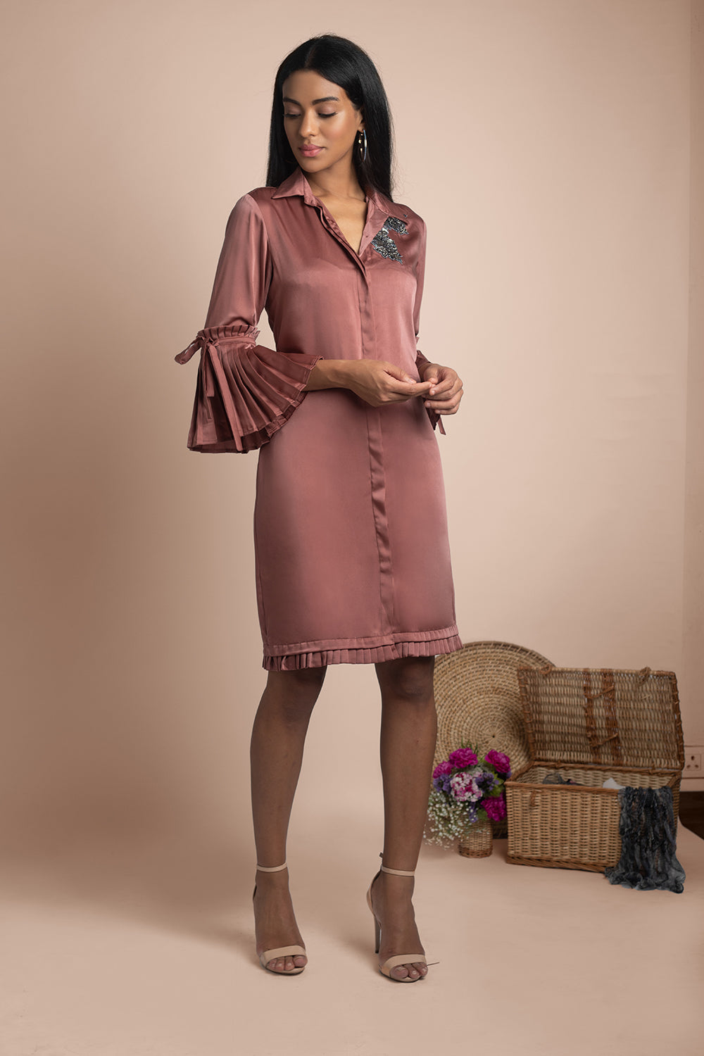 Rose Pink Shirt Dress - Auraya Fashion -  - #tag1# - #tag2# - #tag3# - #tag3#