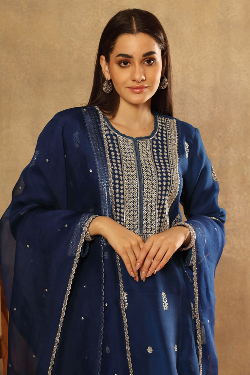 Handwoven Opal Blue Katan Silk Kurta Set - Auraya Fashion -  - #tag1# - #tag2# - #tag3# - #tag3#