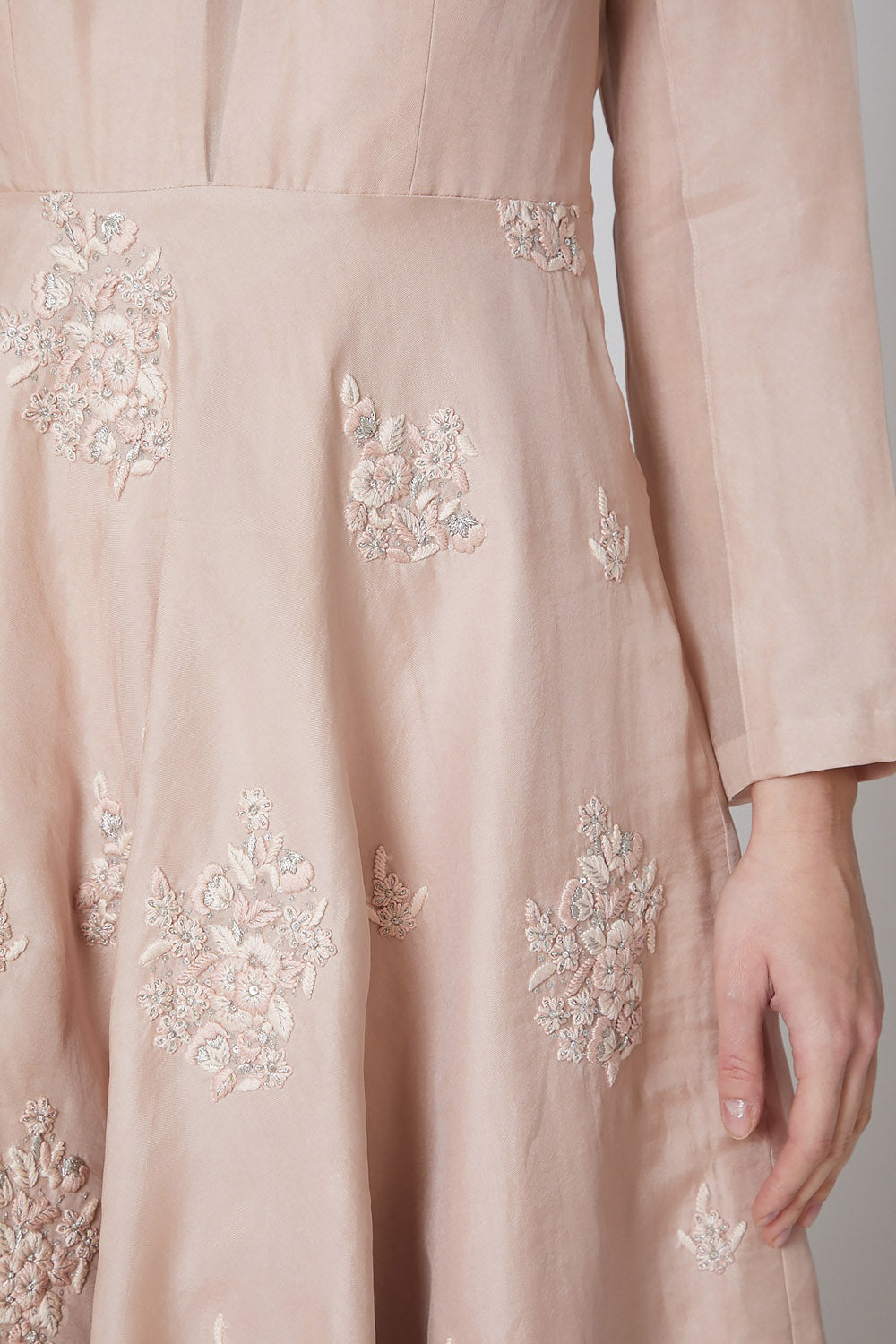 Embroidered Blush Pink Silk Dress - Auraya Fashion -  - #tag1# - #tag2# - #tag3# - #tag3#