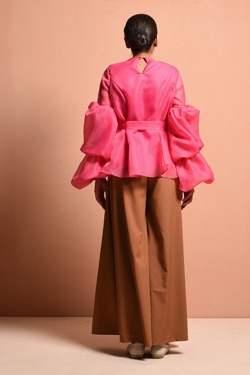 Bloombud Top With Exagerated Sleeve, Hand Embellished With Pollen Flowral Bunch. - Auraya Fashion -  - #tag1# - #tag2# - #tag3# - #tag3#