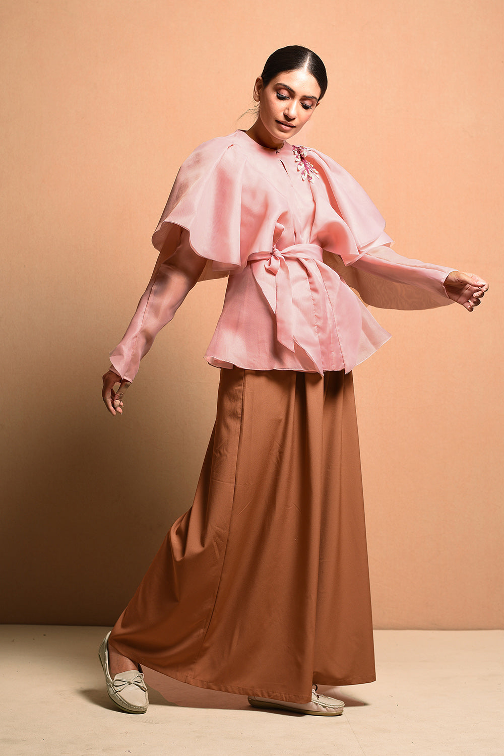 Ruffledtwig Top With Exagerated Symmetrical 
Ruffle Details With Embellished Twig Details. - Auraya Fashion -  - #tag1# - #tag2# - #tag3# - #tag3#