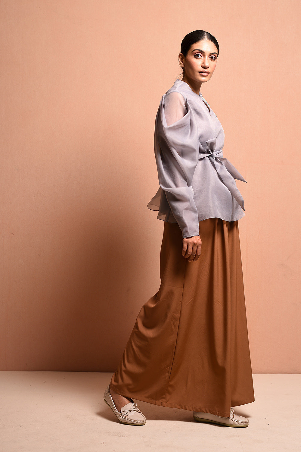 Pollenpleat Top With Structural Pleat Details, Hand Embellished With Pollen Florals. - Auraya Fashion -  - #tag1# - #tag2# - #tag3# - #tag3#