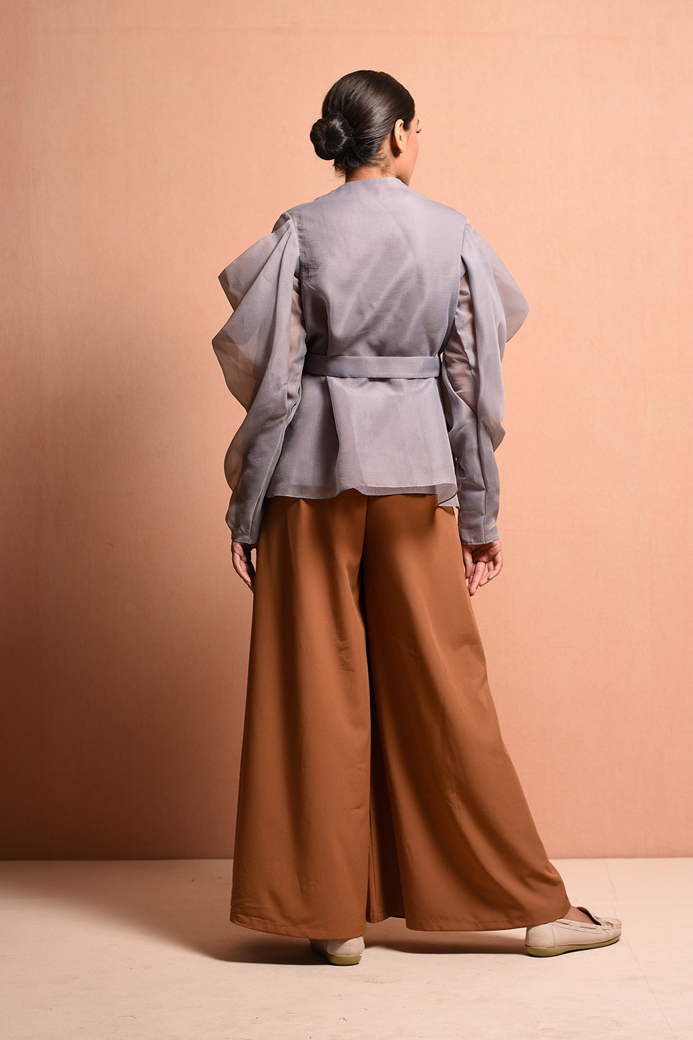 Pollenpleat Top With Structural Pleat Details, Hand Embellished With Pollen Florals. - Auraya Fashion -  - #tag1# - #tag2# - #tag3# - #tag3#
