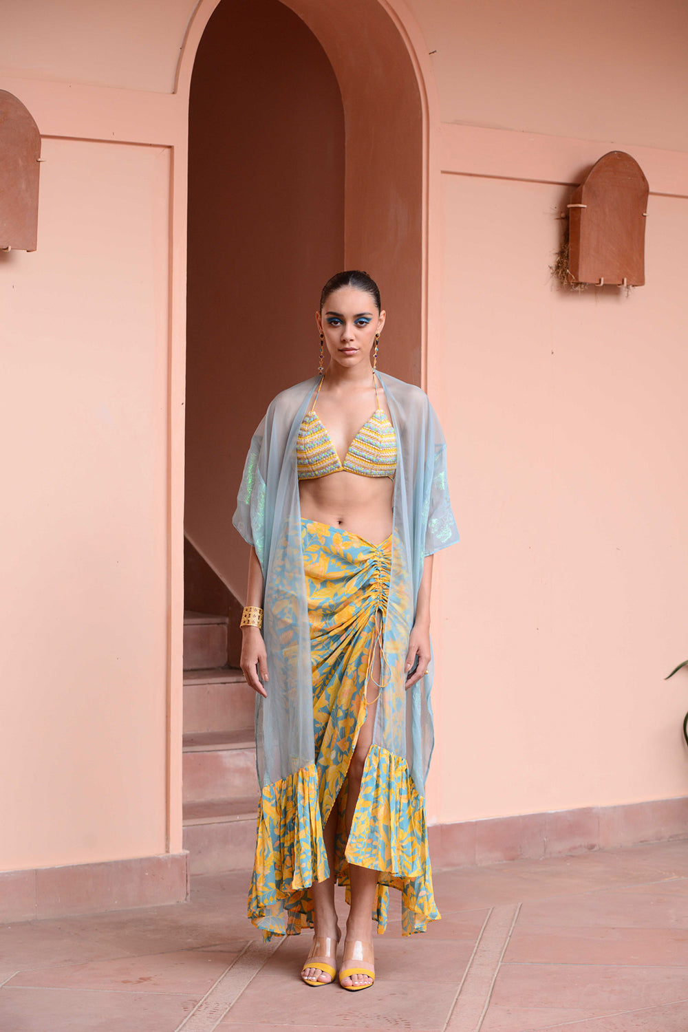 Pineapple Drape Drama Set - Auraya Fashion - Rishi and Vibhuti - #tag1# - #tag2# - #tag3# - #tag3#