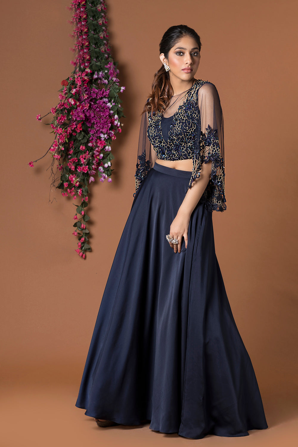 Blue Crop Top With Skirt Set - Auraya Fashion - Mehak Murpana - #tag1# - #tag2# - #tag3# - #tag3#