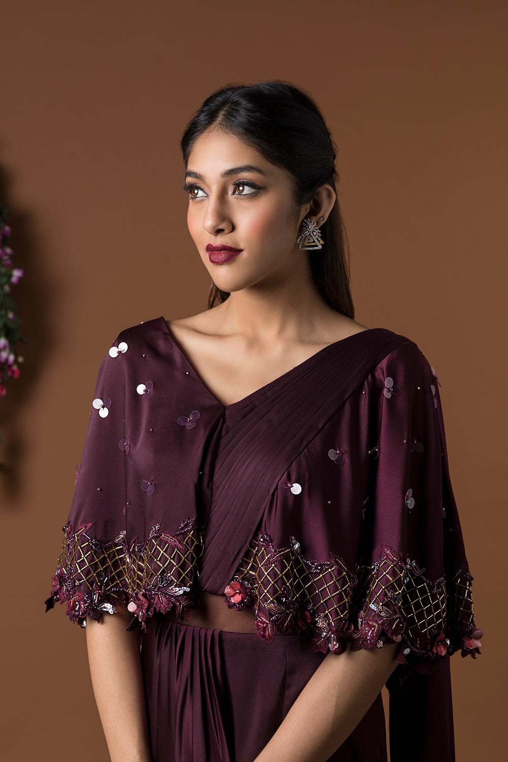 Wine Sari Gown