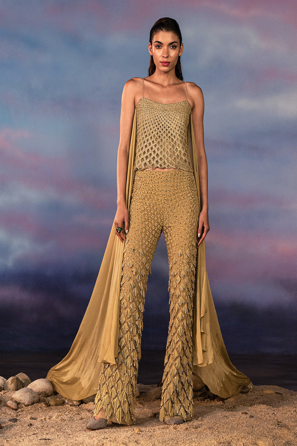 Citrine Swing Top With Fornix Trouser - Auraya Fashion - Rohit Gandhi Rahul Khanna - #tag1# - #tag2# - #tag3# - #tag3#