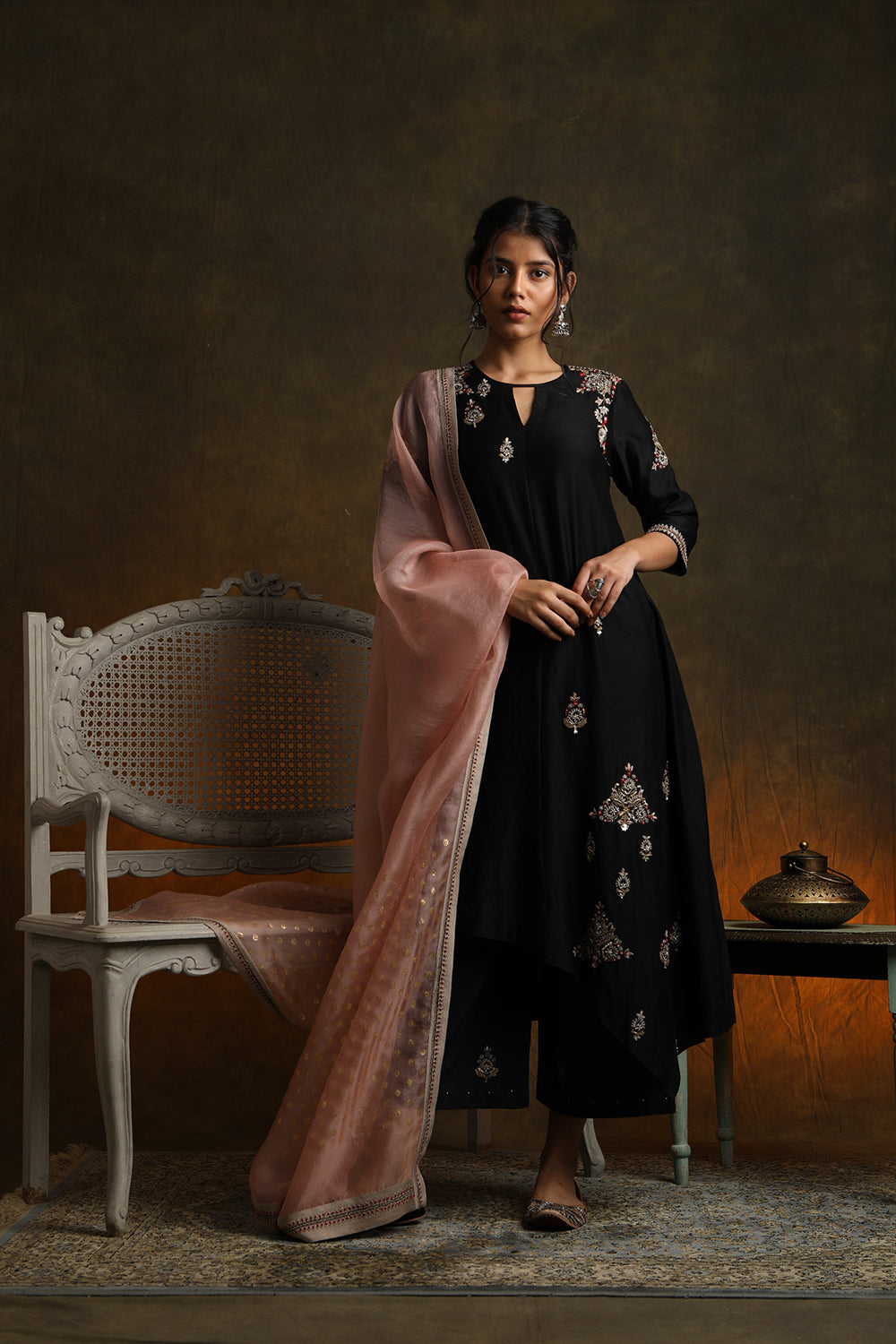 Classy & Eye Catching Black Embroidered Kurta Set ( Ymn-11 ) - Auraya Fashion - Anju Modi - #tag1# - #tag2# - #tag3# - #tag3#